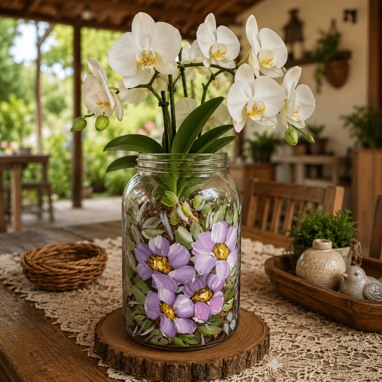 Vaso de centro de mesa pintado