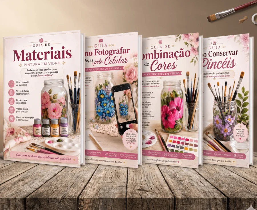 4 Ebooks de b&ocirc;nus que voc&ecirc; recebe no curso 4 Flores Realistas em Vidro