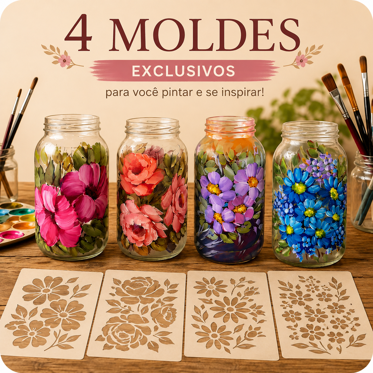 The 4 included floral templates